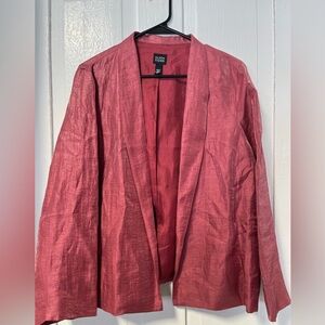 Eileen Fisher Pink metallic pink sheen open front jacket size large